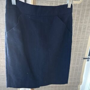 Navy Cotton Pencil Skirt